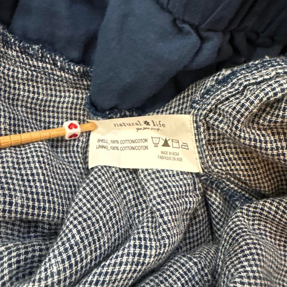 NWOT Natural Life Women Cotton Tie Overalls Navy Polka Dots Wide Leg Jumpsuit L - Picture 10 of 10